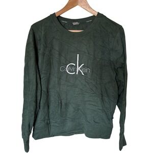 Calvin Klein Sleepwear Crewneck Sweatshirt Green Logo L‎ G Lightweight